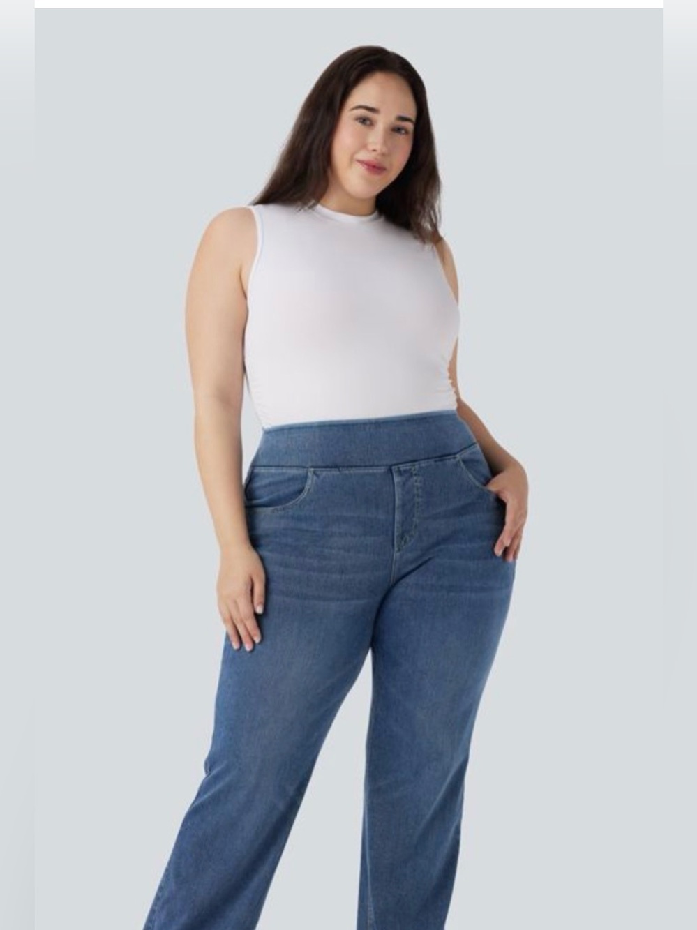 Halara Flex High Waisted Pockets Washed Casual Bootcut Jeans, size 1X regular